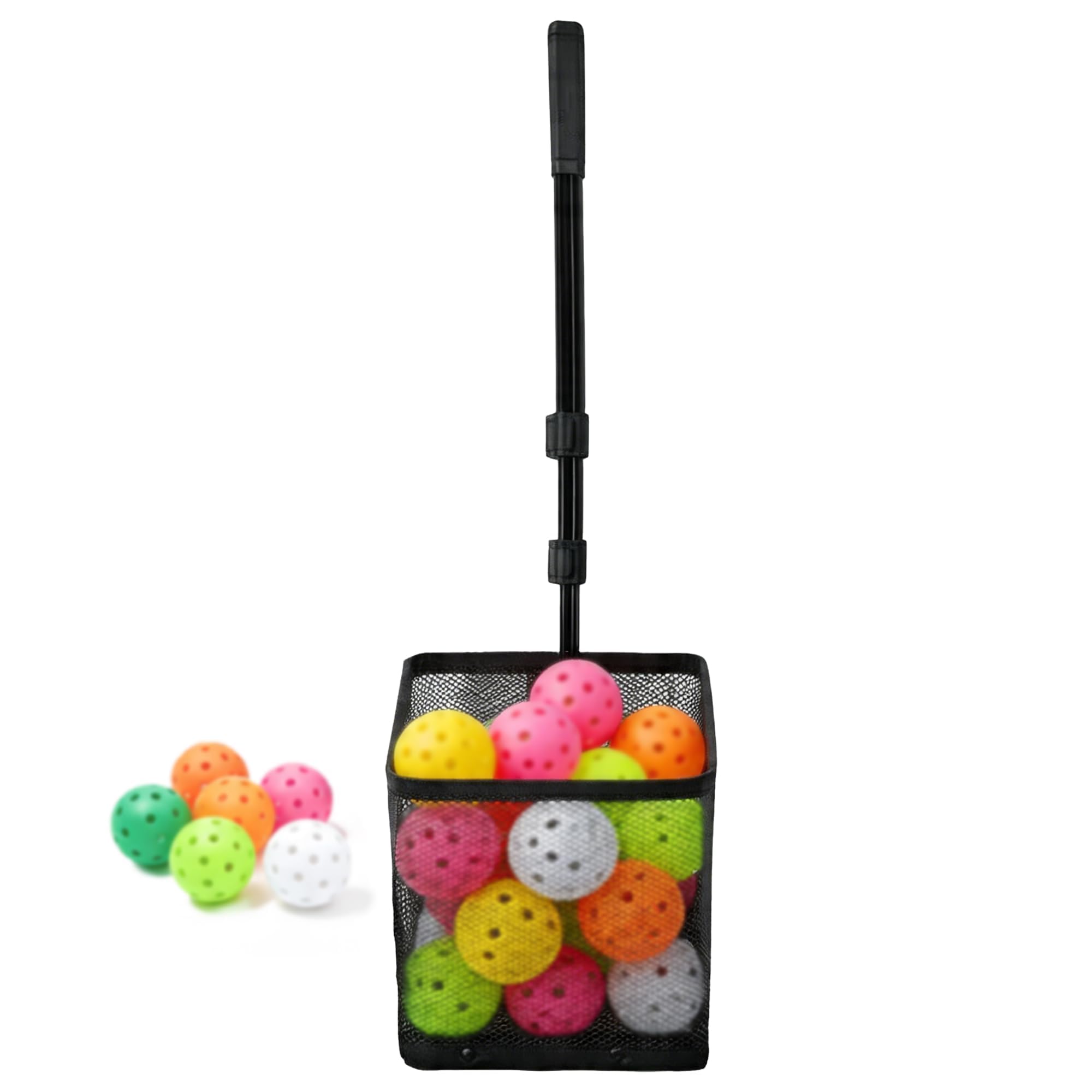 Tramoggia per palline da tennis, contiene oltre 40 palline da pickleball o 50+ palline da tennis, telaio in acciaio leggero e resistente, portatile e regolabile (esclusa la palla)
