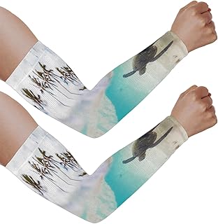 Mangas de braço com proteção solar UV para homens e mulheres, mangas de tartaruga marinha de coqueiro, protege os braços esportivos, mangas de braço com proteção solar, proteção UV, Coqueiro
