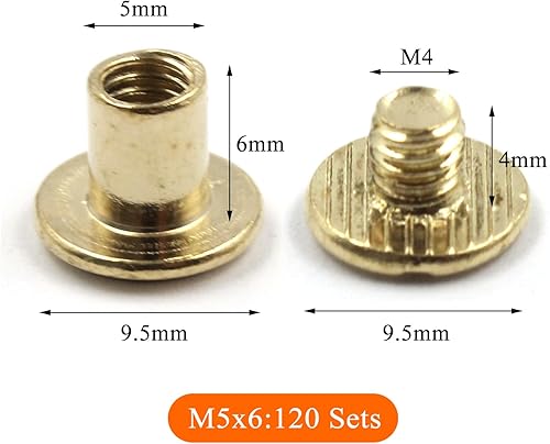 Miniatura 2 de Chicago - Kit surtido de tornillos de cuero dorado, remaches de tornillos con cabeza Phillip ranurada, postes de encuadernación de libros, remaches
