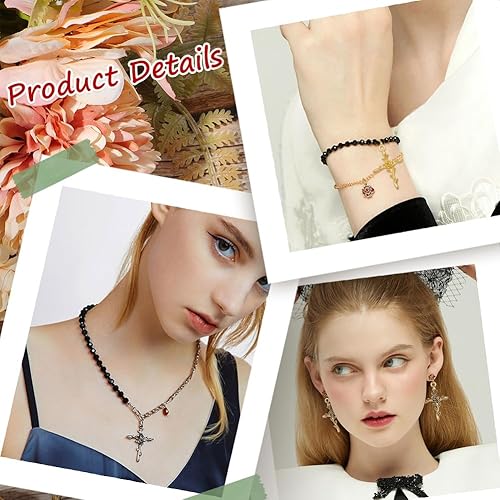 Miniatura 5 de SUNNYCLUE 1 caja de dijes de cruz para Pascua, dijes de aleación de metal, dijes de cruz para colgar en cruz, pequeños conectores cruzados, dijes