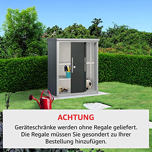 GFP Geräteschrank Metall 120x75x150 cm Gartenschrank wetterfest mit Schiebetür in anthrazit inkl. Fußboden – Bild 5