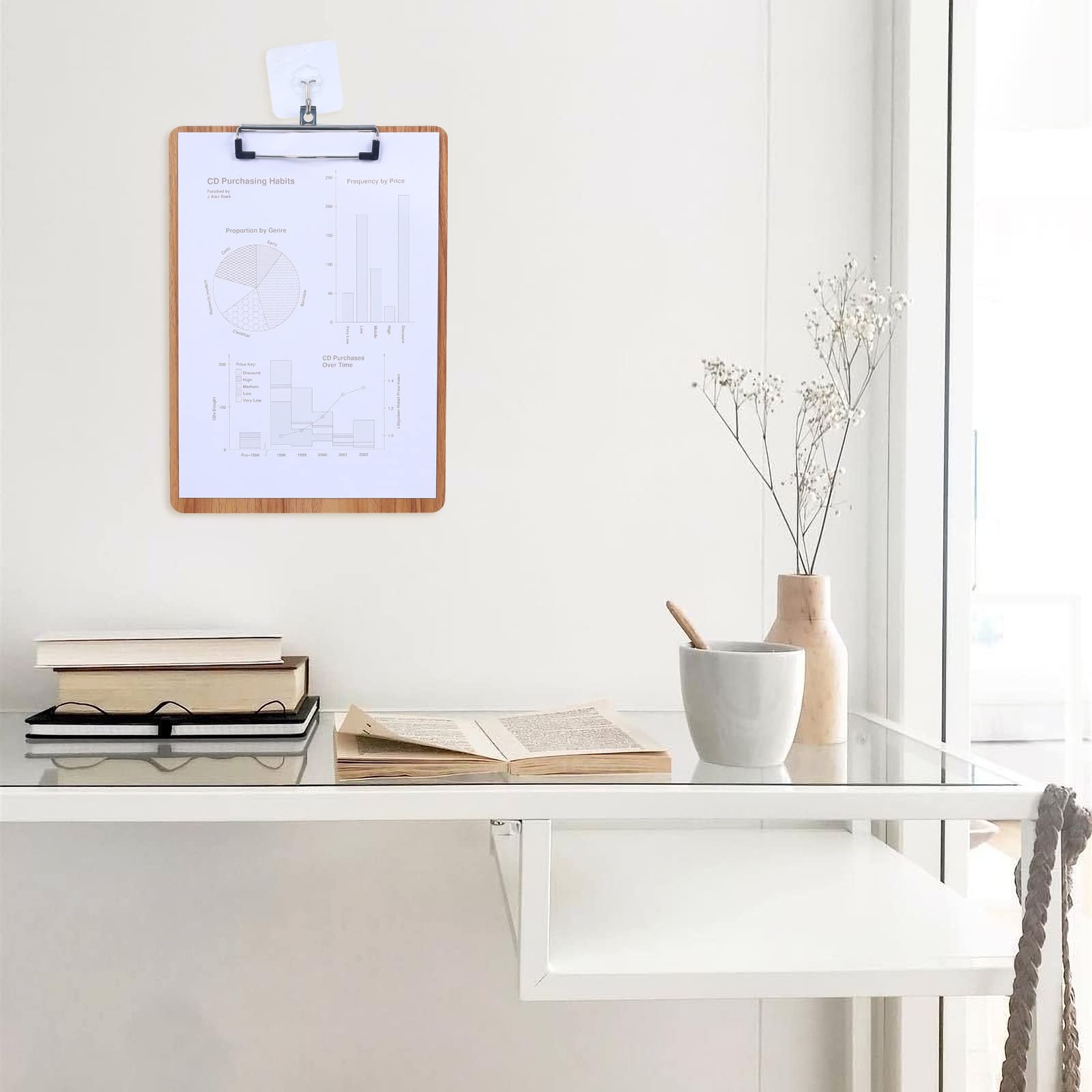 LELADY A4 Portablocco di Legno, 8 Pezzi Portablocchi, Portablocchi con Clip, Portablocco con Ferma Documenti, Legno Portablocco Clipboard, Appunti in Legno, A4 Clipboard