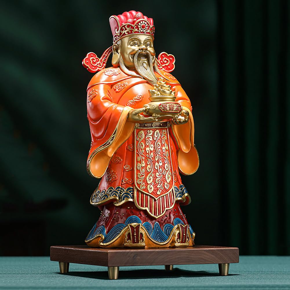 Mosiężna statua boga bogactwa Caishen Feng Shui dekoracyjna figura dla domowego biura lada sklepowa dekoracja na biurko