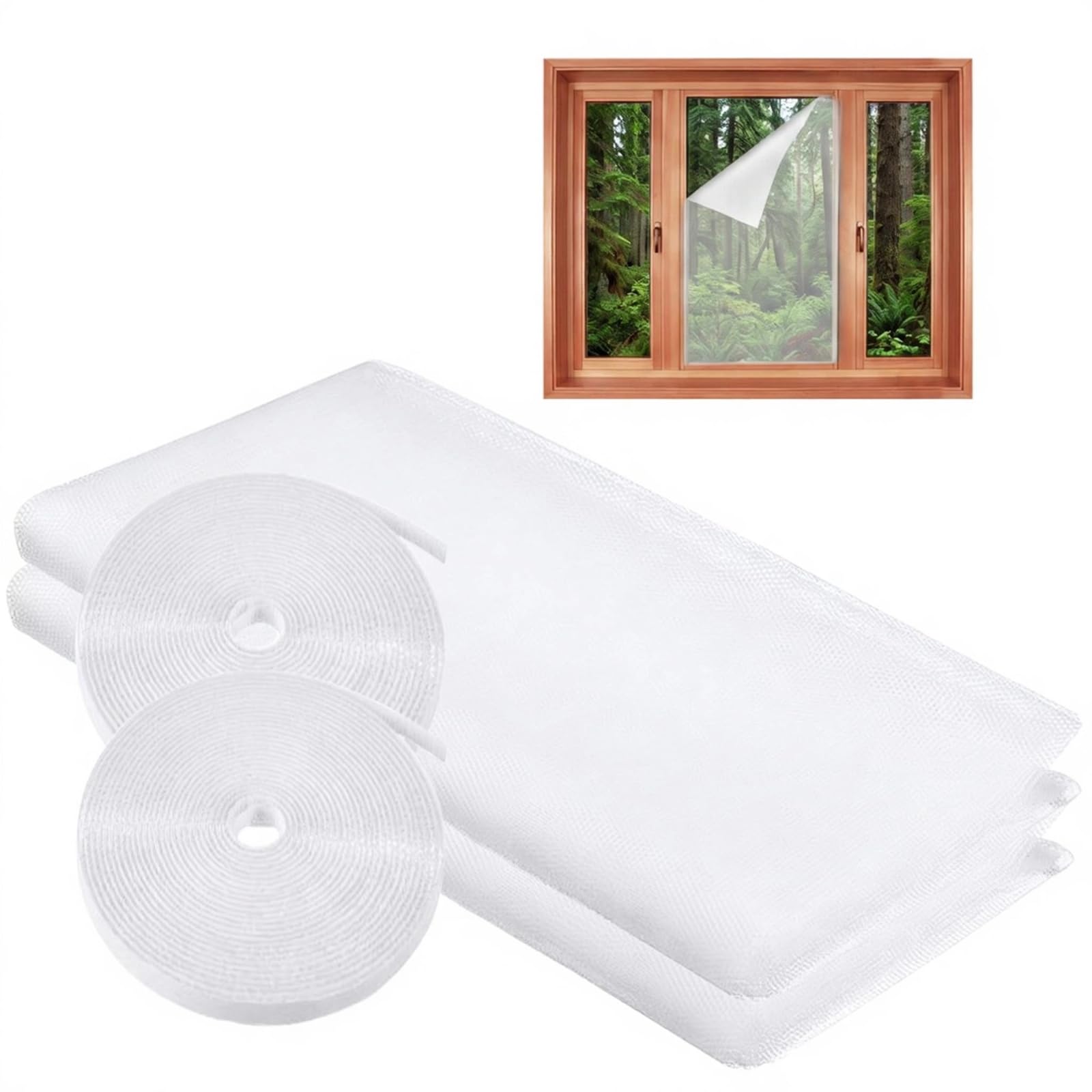 2 Pack Self Adhesive Window Mosquito Screen 150x180cm No Drill Fly Bug Mesh with Tools White