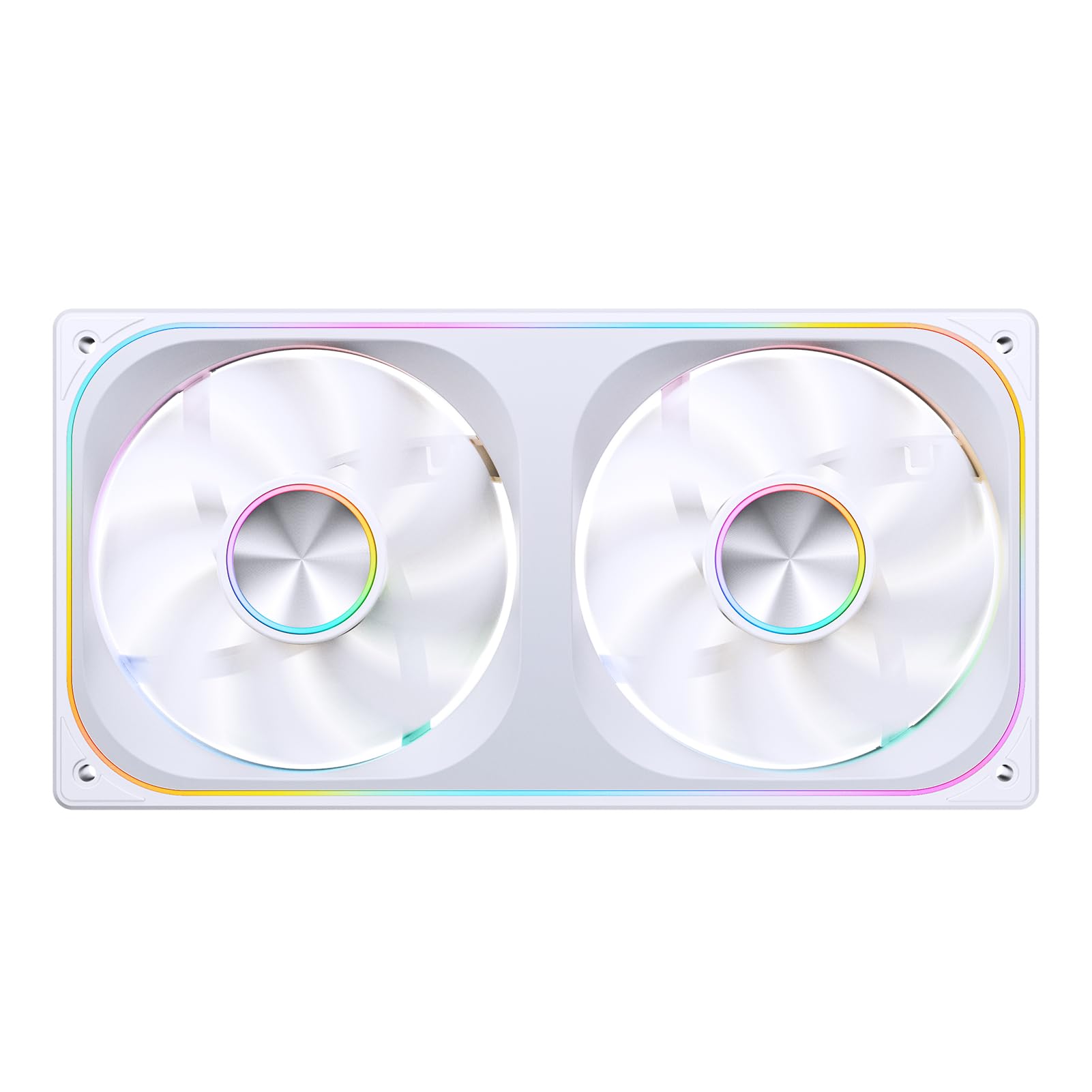 JONSBO ZA-240W Ventilador de carcasa de PC, todo (2) en uno, unidad de marco único con ventiladores ARGB de 2 x 120 mm, PWM, ARGB de 3 pines, computadora silenciosa con ventilador de espejo infinito