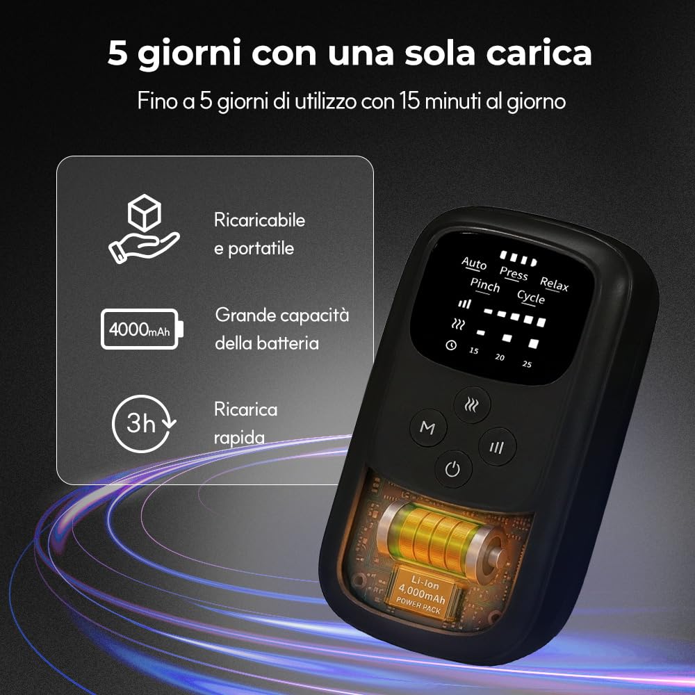HuBDIC HubiCare - Massaggiatore per gambe senza fili, con calore e compressione d'aria, per circolazione e sollievo dal dolore, 5 modalità con 5 intensità, riduce il gonfiore, dispositivo di