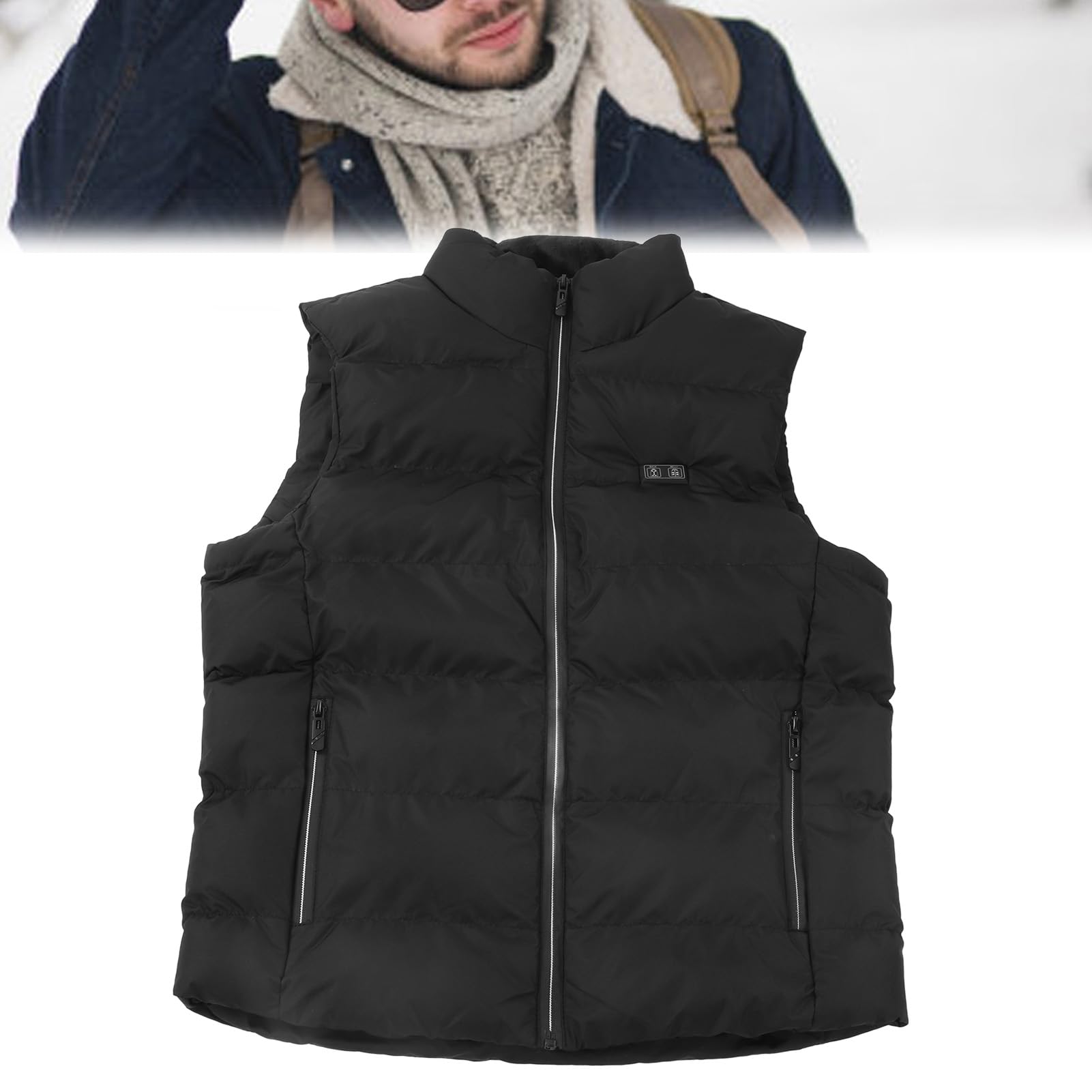 Tbest Gilet Chauffant, USB épaissir 15 Zones Gilets Chauffants électriques Veste Chauffante électrique Gilet pour la Randonnée Ski Travail en Plein Air Noir