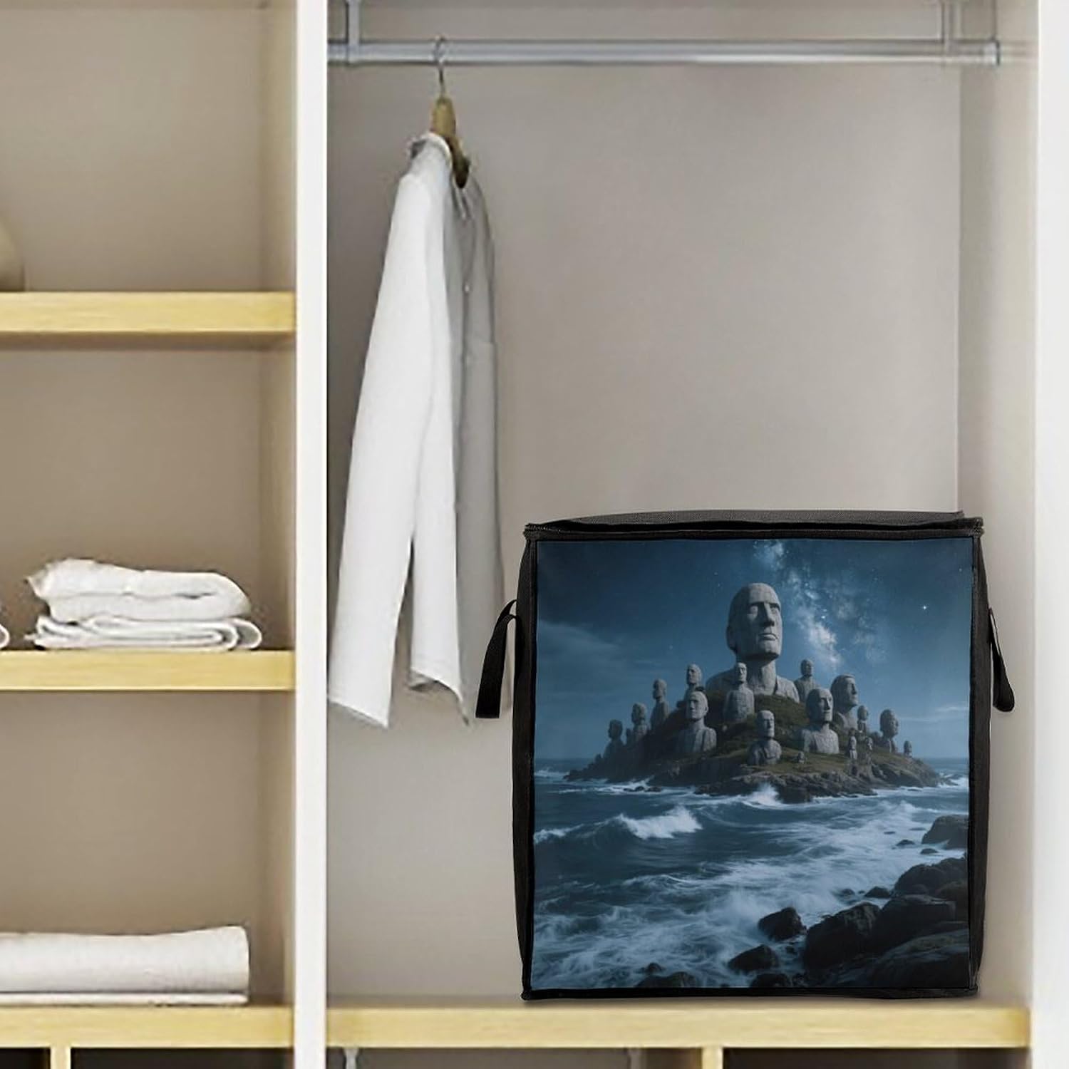 Stonehenge Island Storage Bags Moving Bags Storage Bins | Comforter Storage Bag Reinforced Handles & Zippers Foldable Closet Organizers and Storage for Blanket Pillow Clothes