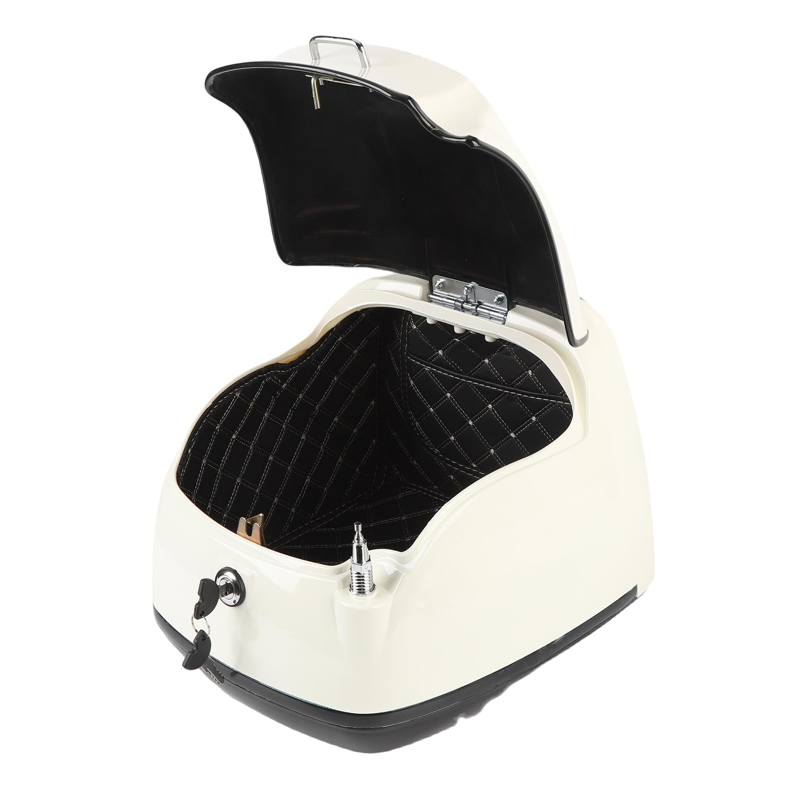 Top Case Blanco Baúl para Motocicleta de 38 L, Impermeable, Ajuste Universal con Placa Base de Bloqueo de Llave para Casco, Estuche de Almacenamiento Trasero (White)