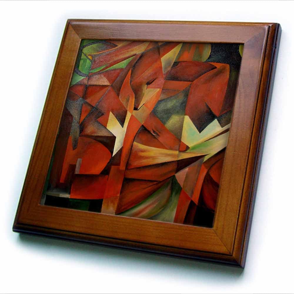 3dRose ft_17642_1 Foxes Cubism-Framed Tile, 8 by 8-Inch