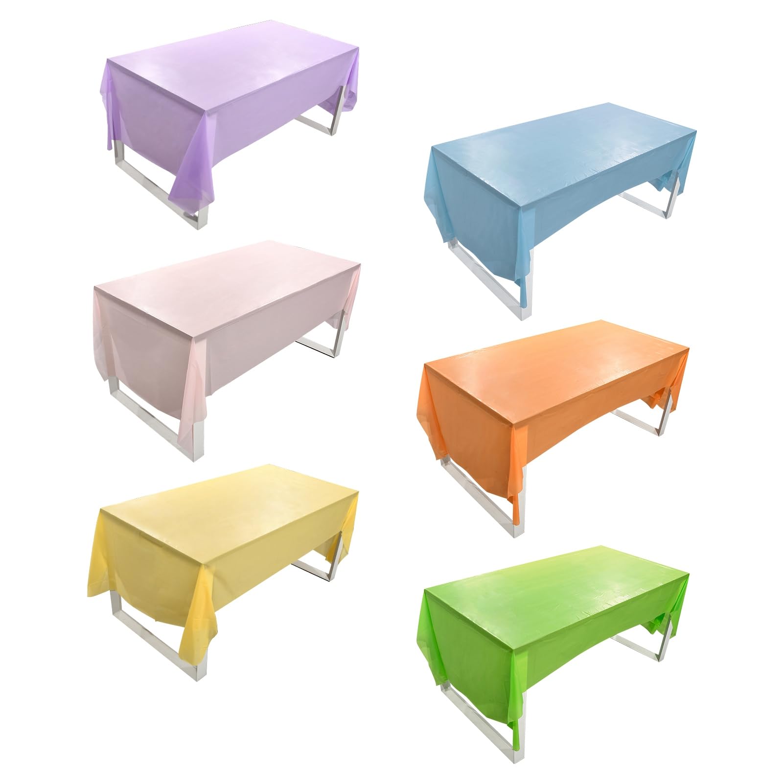Nappe jetable en plastique bleu rose violet Lot de 6 nappes rectangulaires 137x274 cm