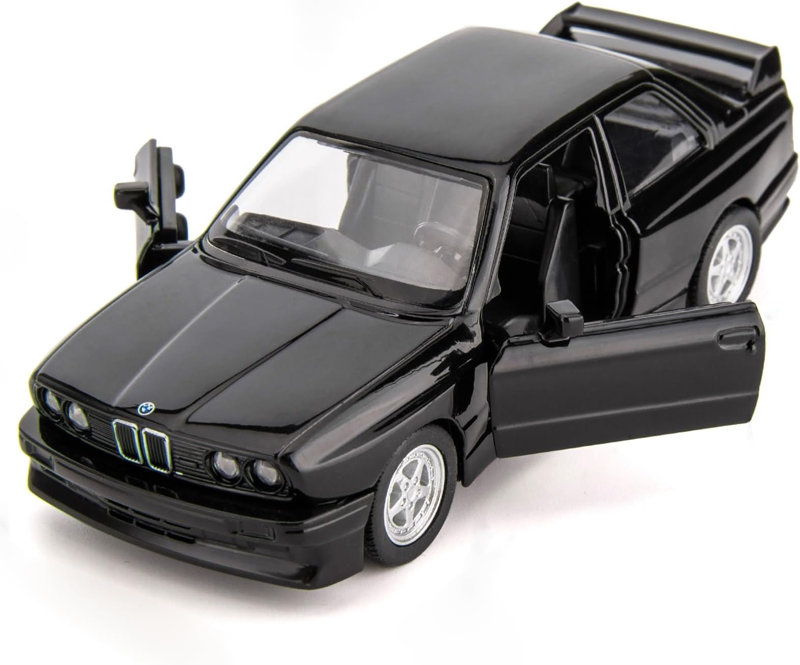 RMZ City 1:36 BMW M3 1987 Toy Car, Diecast Pull Back Model Car, Doors Open, Collection Kids Toy for Aged 3 and up, Gift Black
