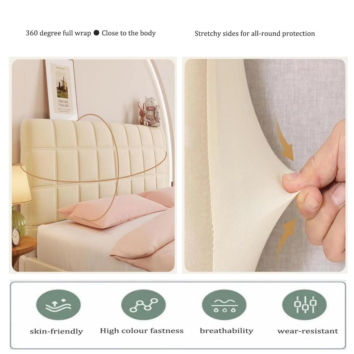 Copritestiera Matrimoniale Elasticizzata, Copritestiera Matrimoniale Imbottita, Fodera Elastica Protezione Copritestiera Antipolvere Copritestiera Letto Cover Testata Letto