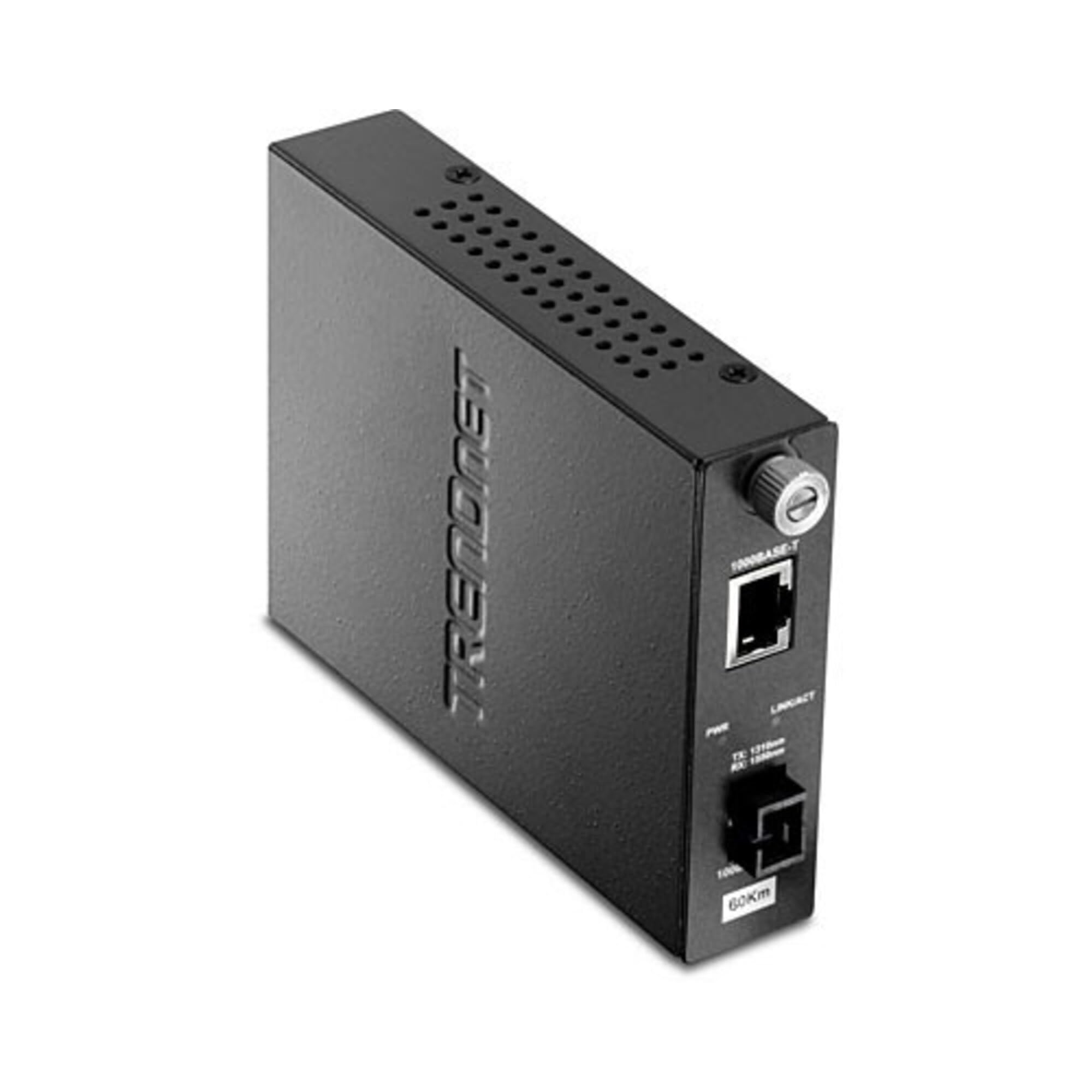 TRENDnet Intelligent Fiber Media Converter 1000Base-T to 1000Base-LX Dual Wavelength Single Mode SC Fiber (60 km/37.3 Miles) Use with TFC-1000S60D3,Lifetime Protection,TFC-1000S60D5