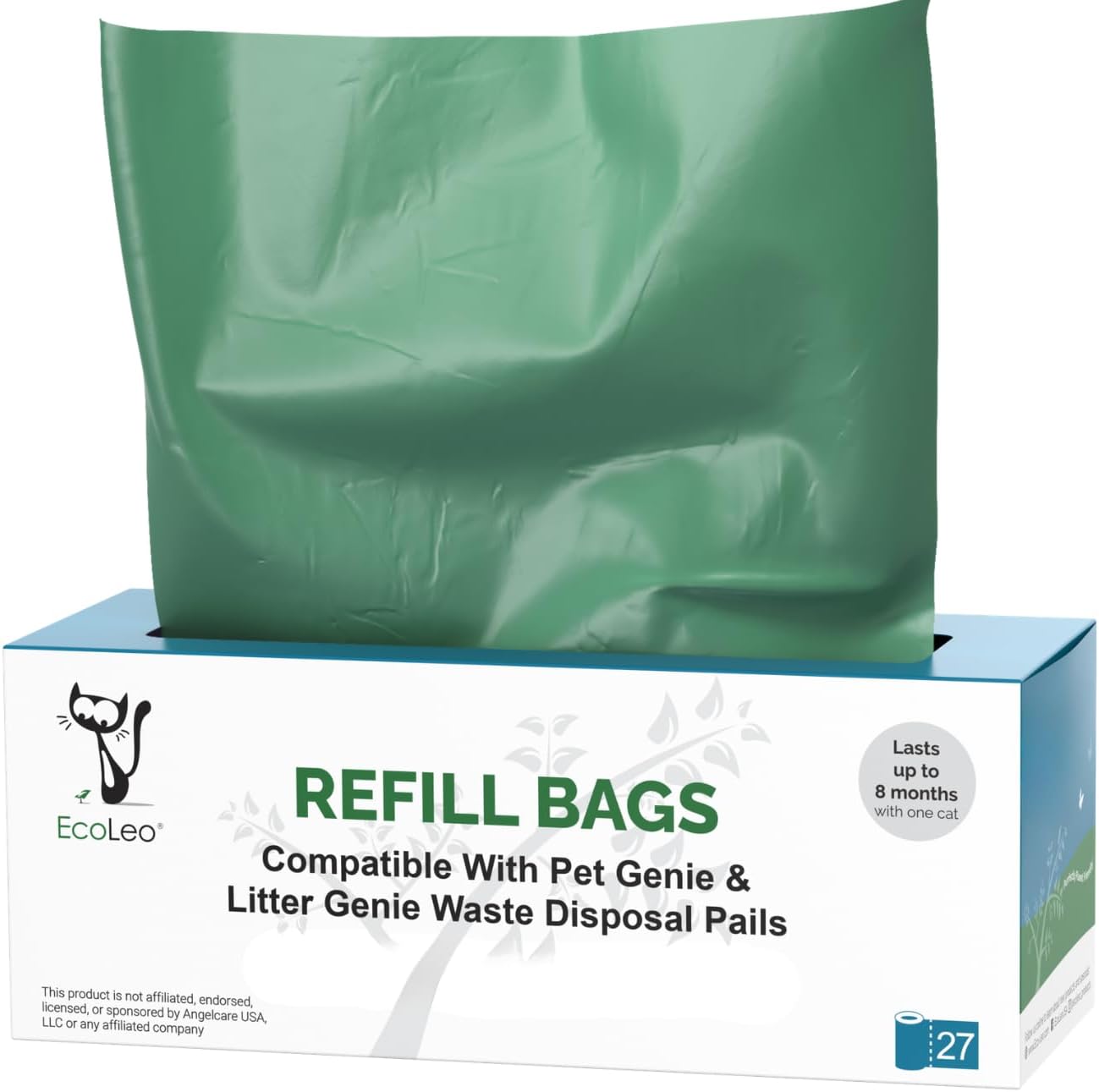 EcoLeo Refill Bags, Litter Genie Compatible, Equals 4 1/2 Pack of Name Brand, Litter Champ and Litter Locker Compatible