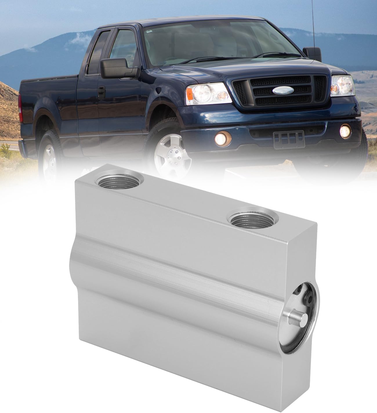 Automatic Transmission Oil Cooler-Valve, Replace 7L3Z7H322A, Fit for 2005-2008 Ford F-150 5.4L-V8, Thermostat Valve Auxiliary Transmission Oil Cooler Replacement Aluminum