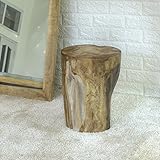 wohnfreuden Teak Holz Stamm Hocker massiv ca. 40 cm geschliffen Elefantenfuss