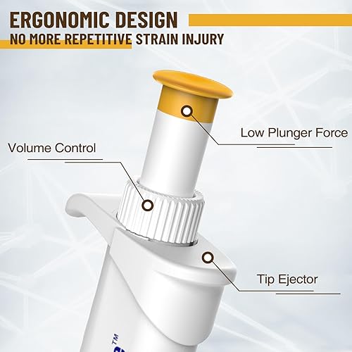 Miniatura 2 de 4E's USA Pipeta de volumen ajustable 0.1-2.0l - Pipeta calibrada ISO 8655 con parte inferior autoclavable, pipetas de un solo canal de cono de punta