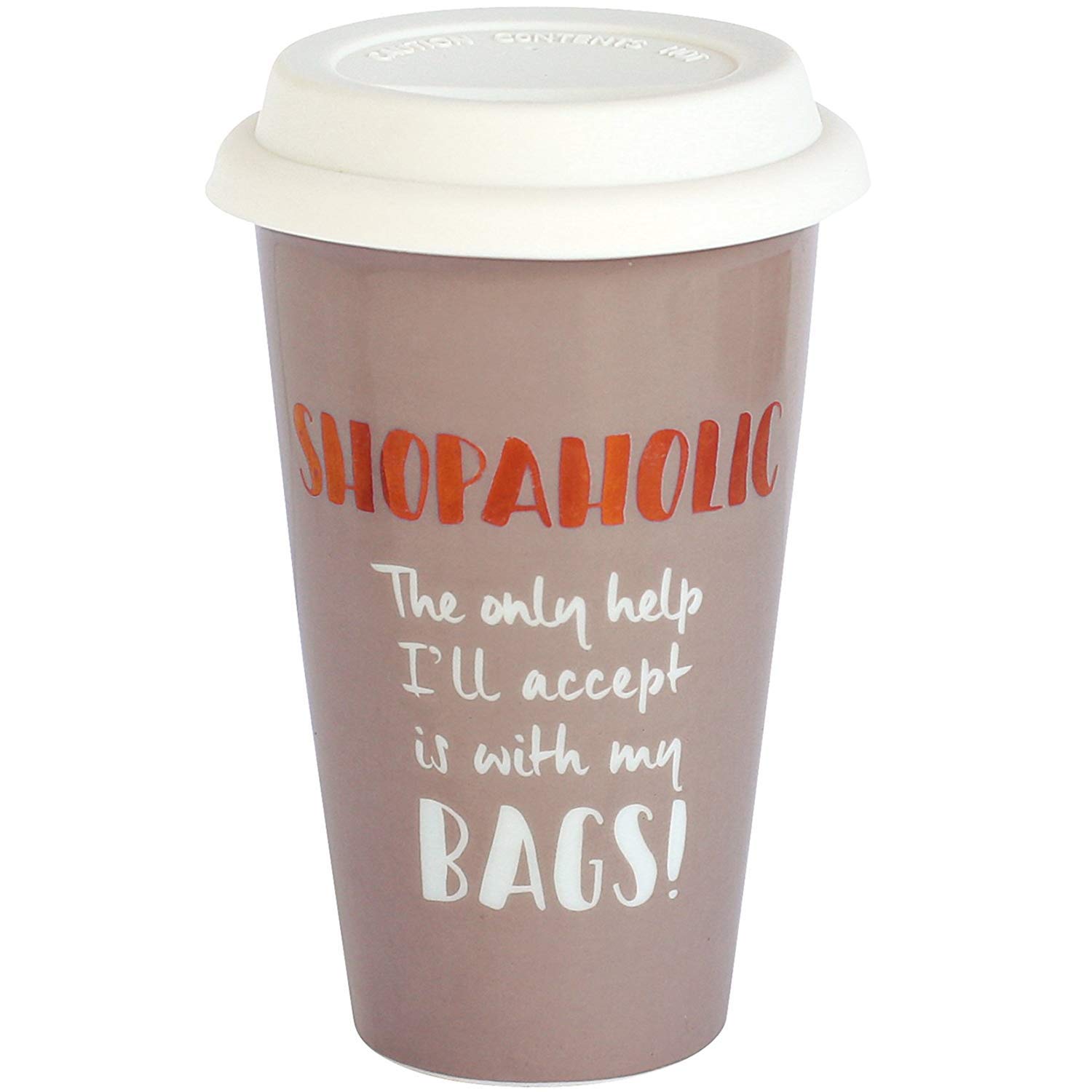 Girls Travel Mug Reusable Ceramic Quirky Gift For Her Coffee Tea Cup Lid