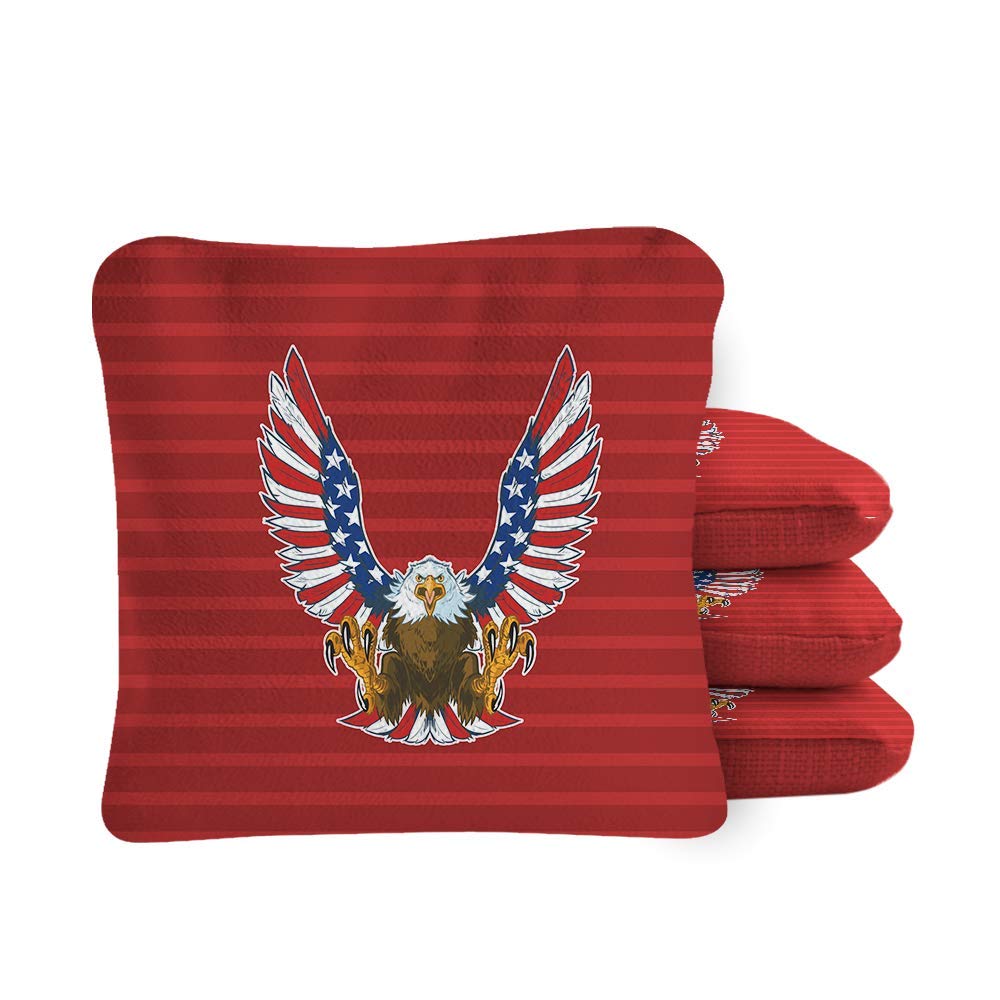 American Cornhole Association Red Striped Eagle PRO Series Bag Set 6" Double-Stitched - Rounded Corners - Weather Resistant Bean Bags for Corn Hole Outdoor Game - Official Professional Bags of the ACA — image 1