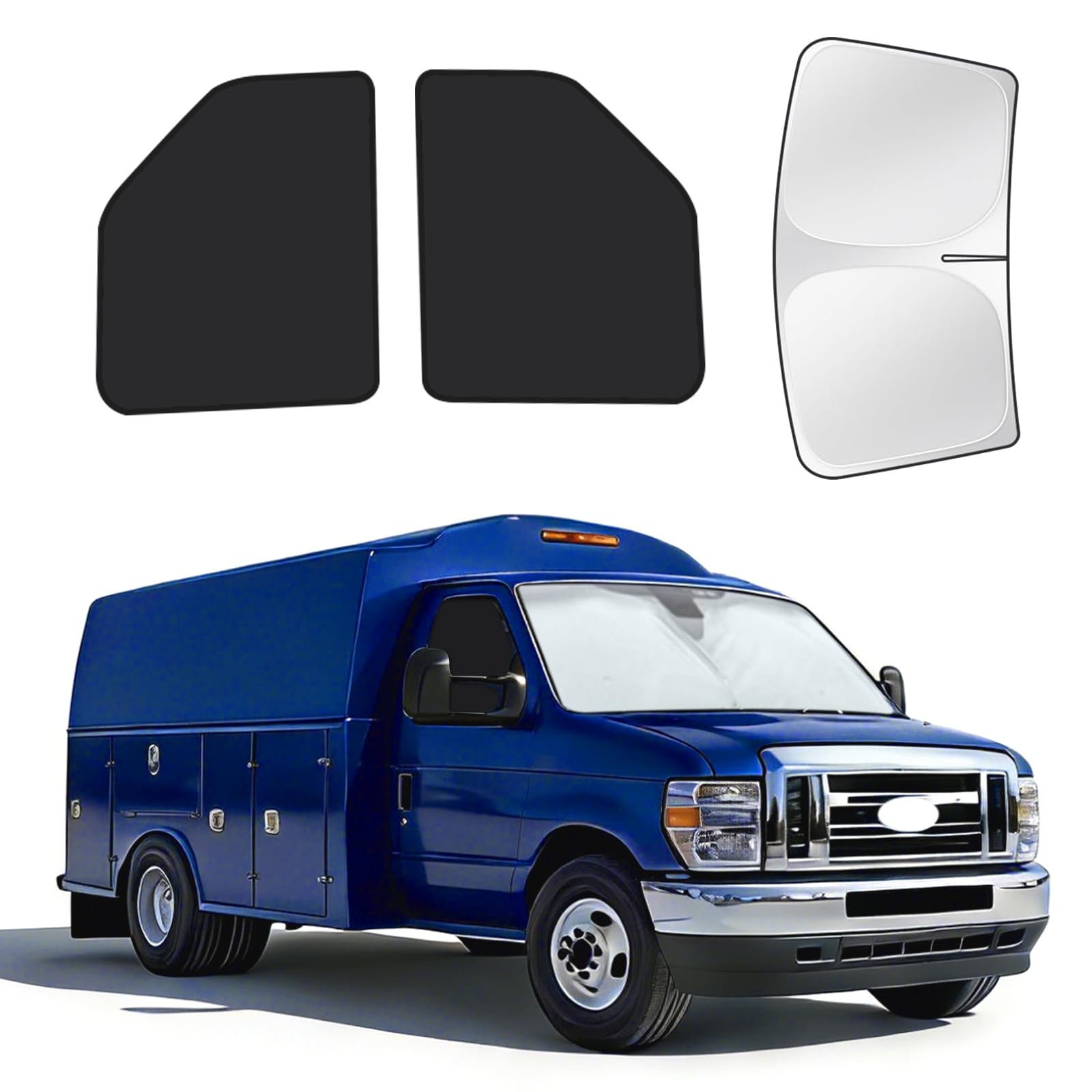 for Ford E-Series 1992-2026 Windshield &amp; Side Window Sun Shade 3Pcs