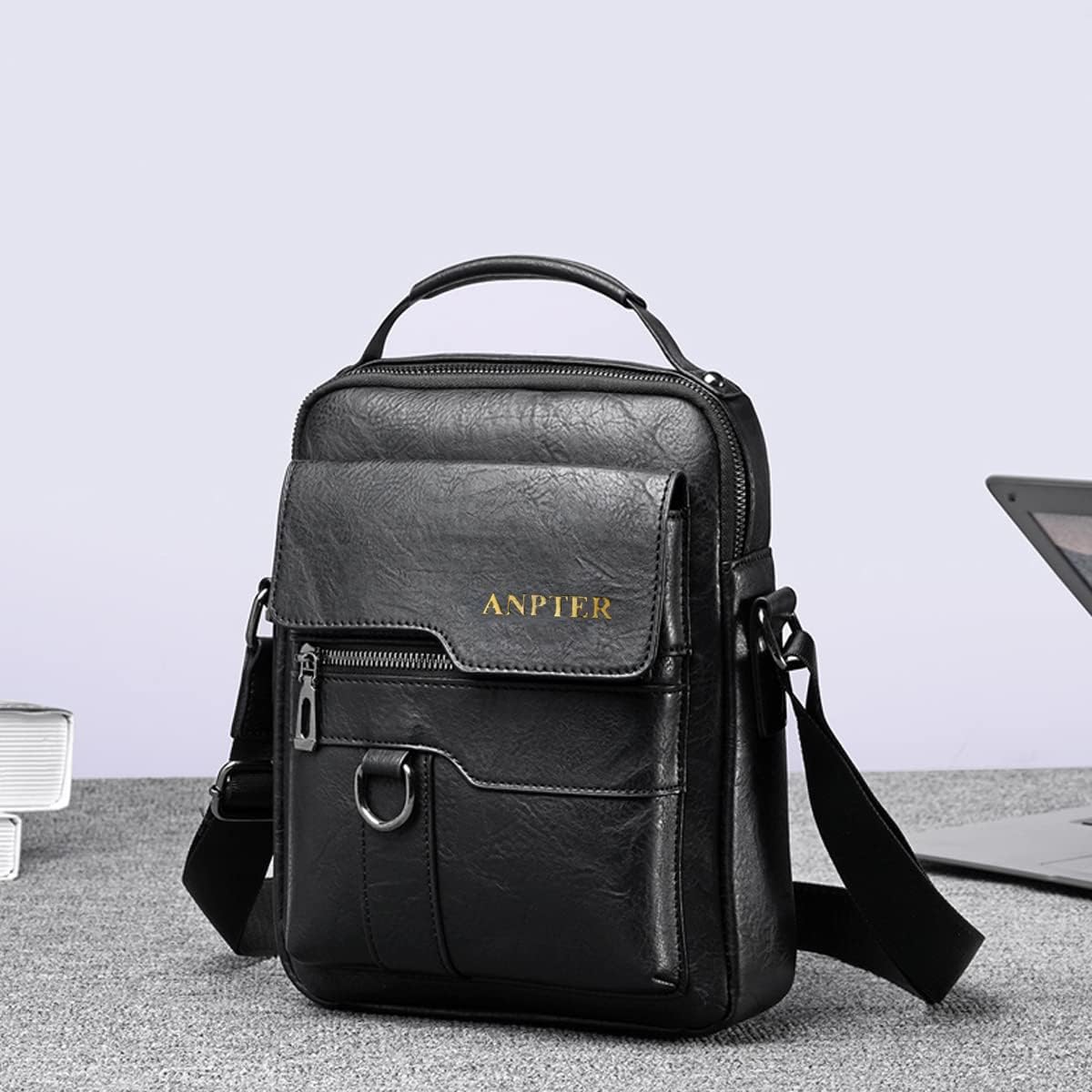 Messenger Bag for Men Crossbody Shoulder Purse Small Vintage PU Leather Satchel Pouch Side Crossover Handbag - Image 9