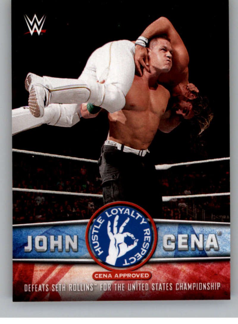 2017 Topps WWE Then Now Forever John Cena Tribute #40 John Cena Defeats Seth Rollins for the United