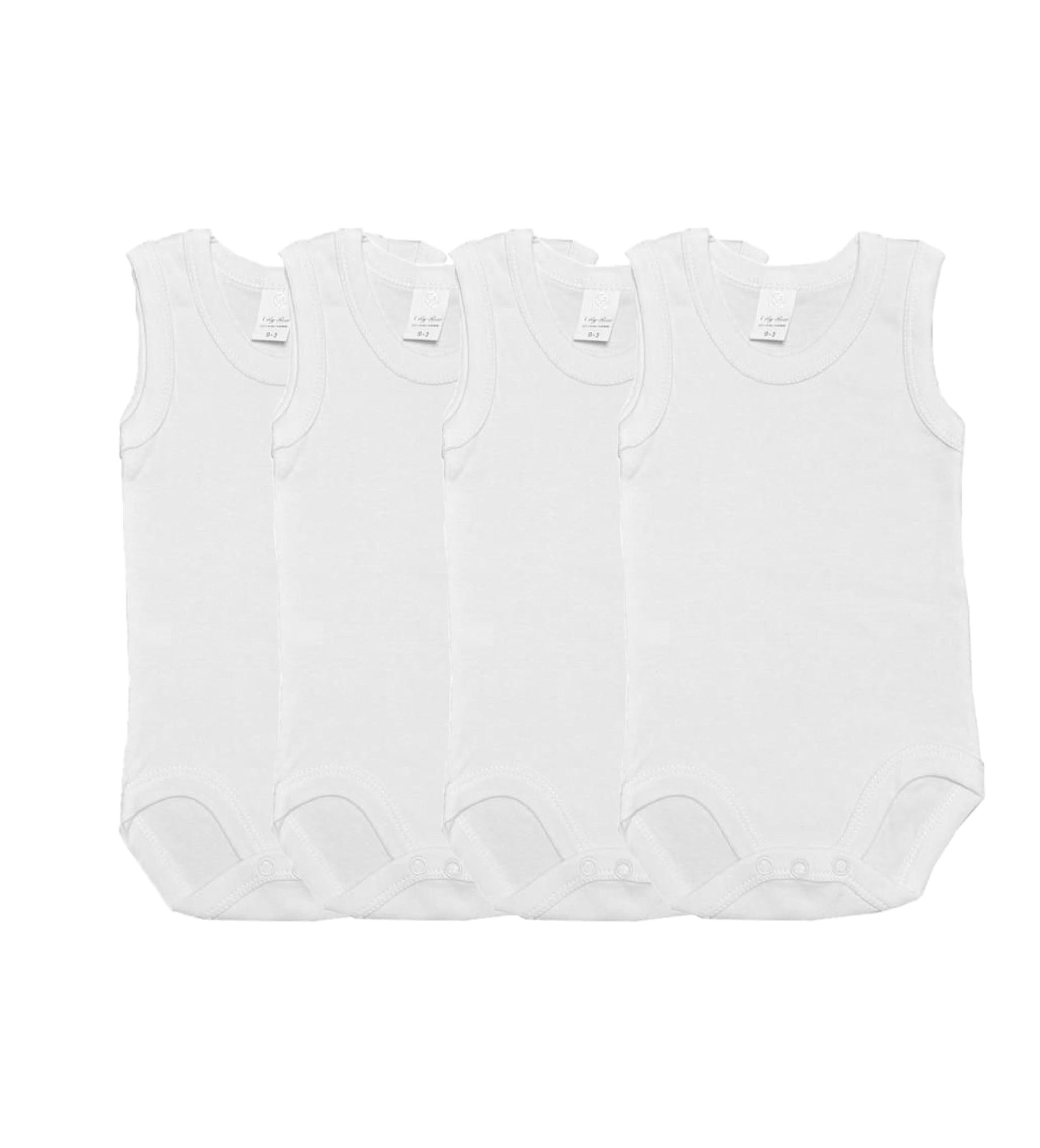 4-Pieces Bodysuit Onesies barbtoz Baby Boys Underwear Cotton 100% White