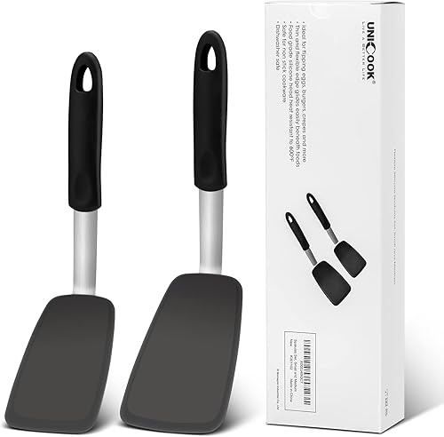 Unicook Espátula de silicona flexible, 2 unidades, espátula resistente al calor de 600 F para utensilios de cocina antiadherentes, utensilios de