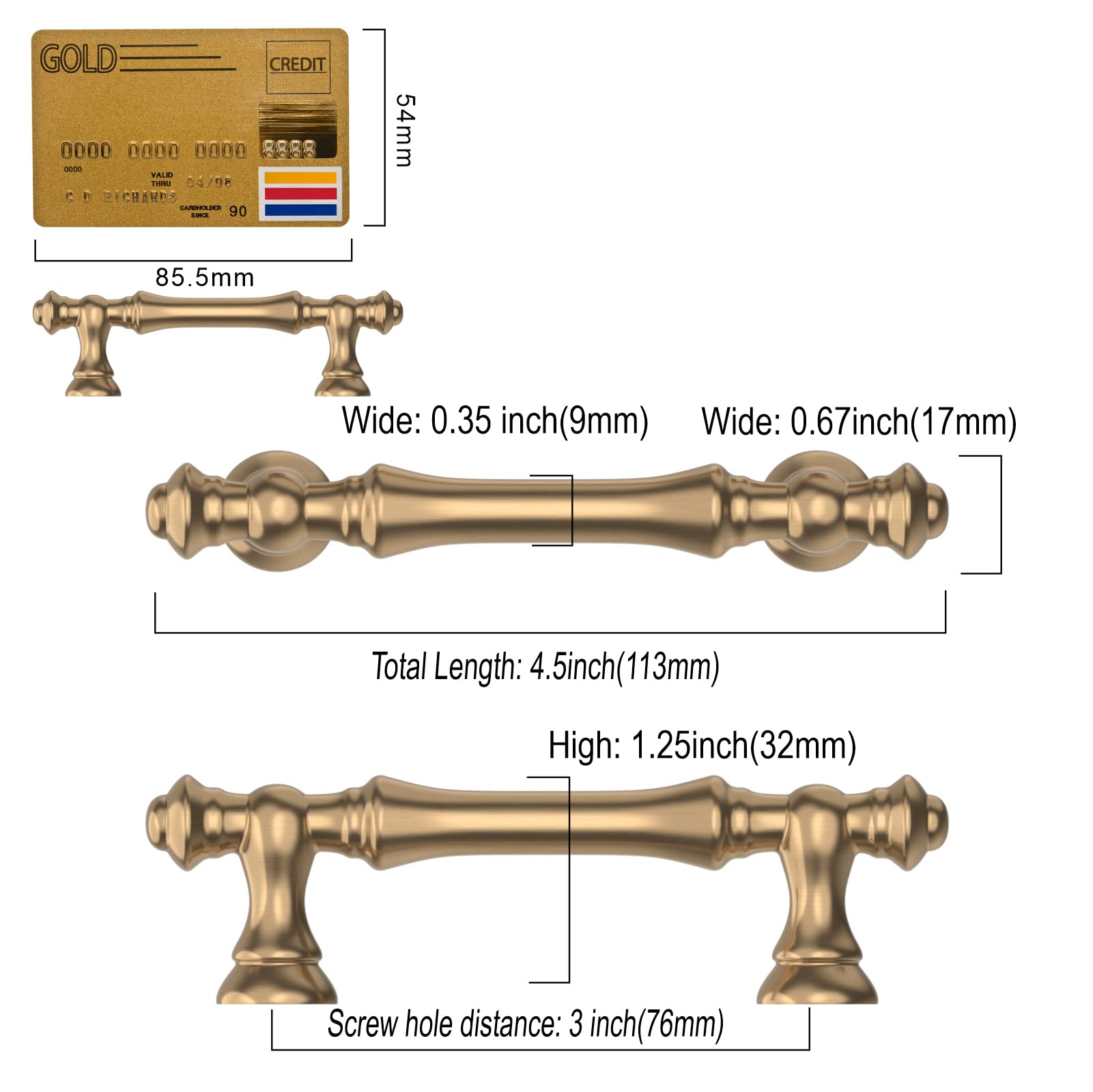 Amerdeco 10 Pack Champagne Bronze Cabinet Pulls 3" — Amazon image 5