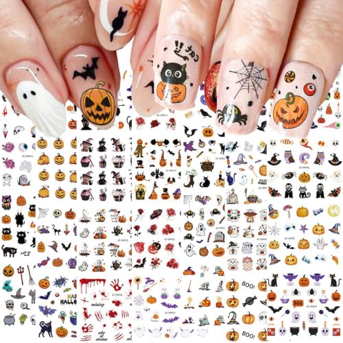 30 Sheets Halloween Nail Stickers for Nail Art,3D Self-Adhesive Nail Decals