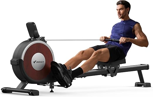 Rowing Machine, MERACH Bluetooth Magnetic Rower Machine with Dual Slide ...