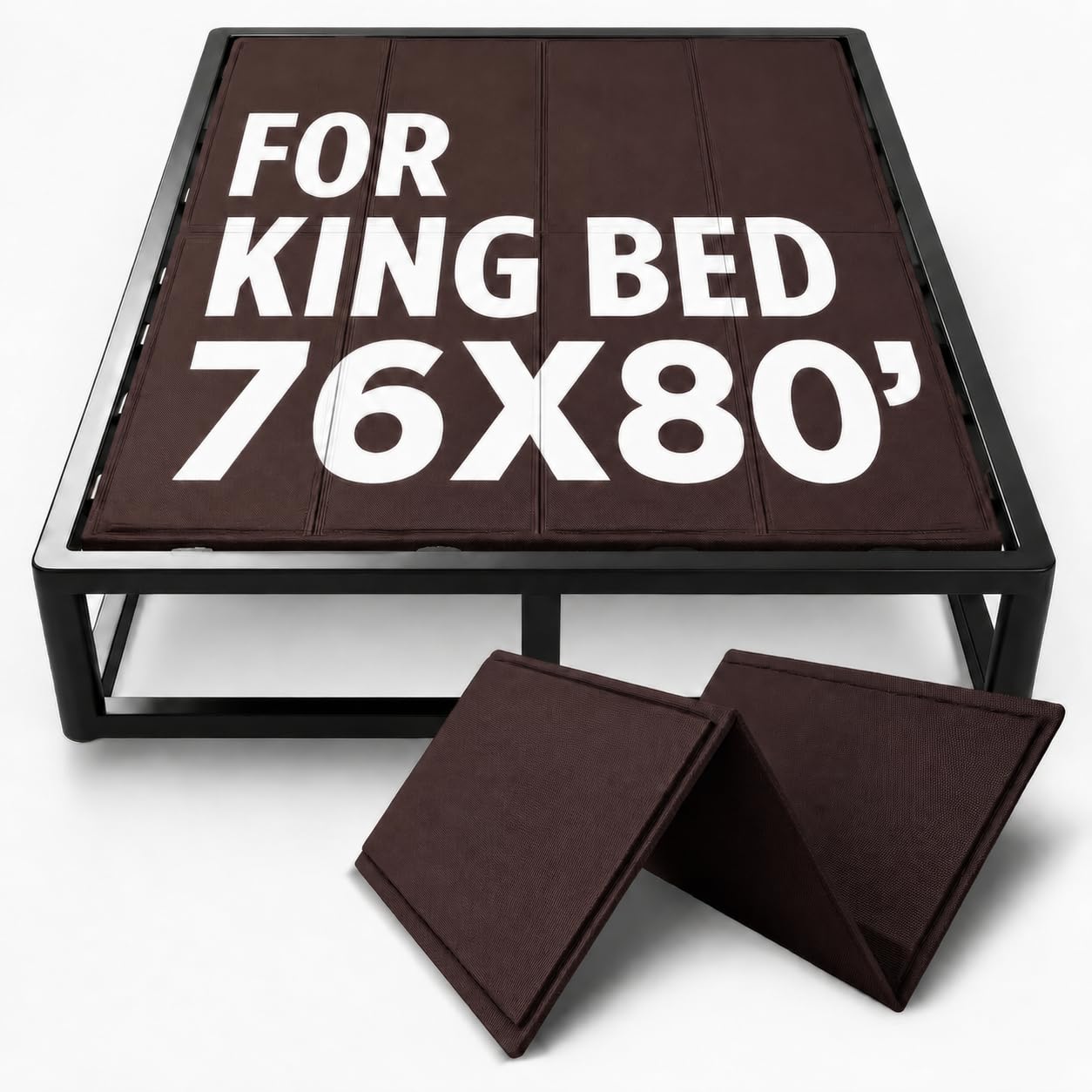 Photo 1 of *** COSMETIC DAMAGE *** Noble Realm 10mm Bunkie Board (76”x80” King Size) Brown Heavy Duty Wood | Low Profile Bed Support Bed Board, Breathable, Quiet, Moisture Resistant, fodable | Split Fully Assembled