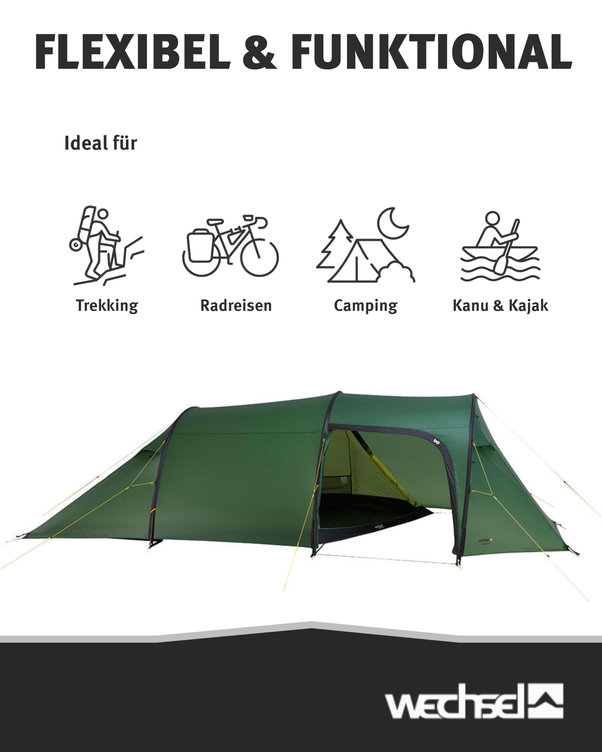 Wechsel Tempest 3 I Zero-G Tunnelzelt für 3 Personen I schnell aufbaubares Leichtgewichtszelt I kompakt & transportabel I ideales Outdoor-Zelt für Camping, Wandern & Radreisen