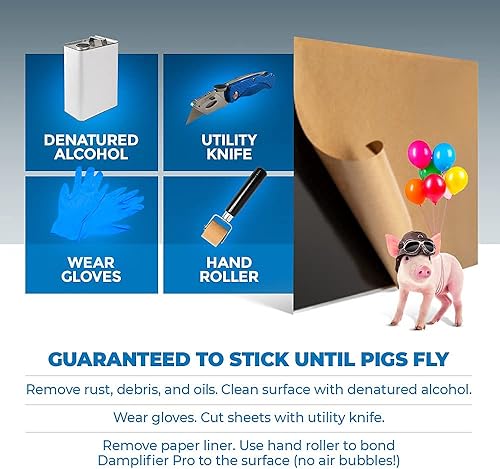 Miniatura 9 de Second Skin Damplifier Pro Premium Material de amortiguación de sonido para automóvil (0.079in)  Tapete de goma de butilo (20 pies cuadrados, 12