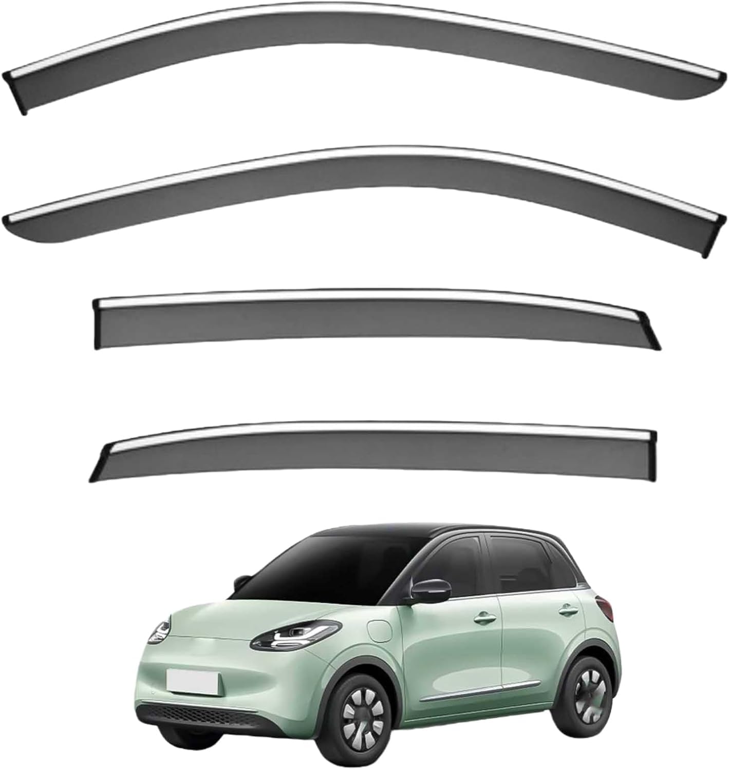 liufangfc Wind Deflectors for Binguo MK1-E260 2023-2025 – 4pc Tape-On Smoked Visors, Weatherproof, Anti-Salt/Snow, Low-Noise