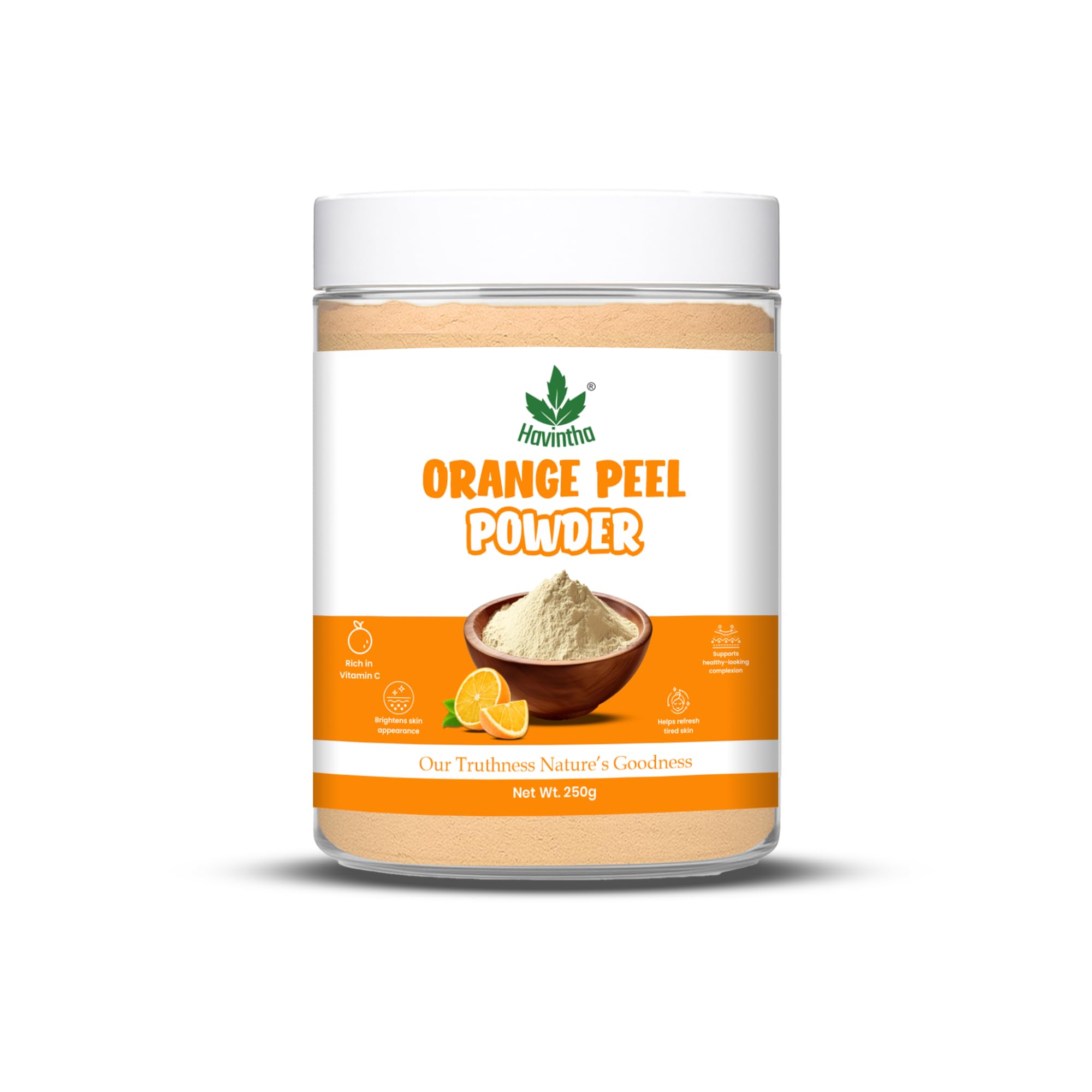 Havintha Natural Orange Peel Powder (Santra Chilka) | Help for reduces blackheads and makes the skin soft, smooth - 227 grams