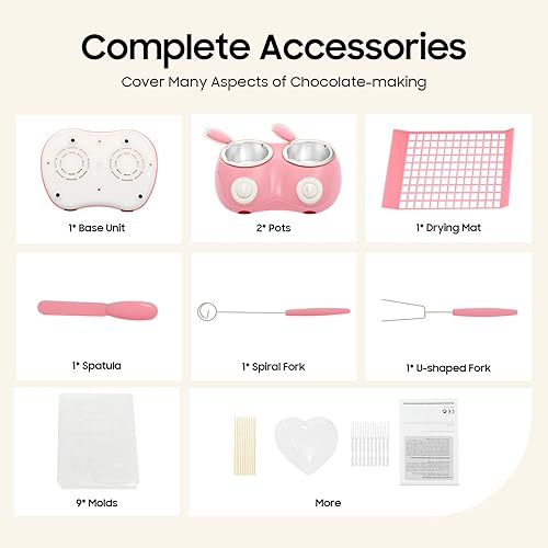 Miniatura 6 de Electric Melting Candy Chocolate Pot, Mini Fondue Fountain Pot Kit with DIY Accessories, Double Furnace Butter Cheese Melting Bowls, Home Kitchen