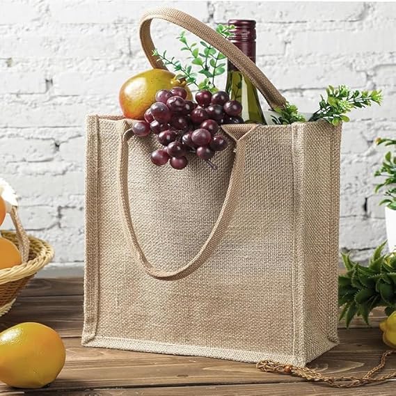15 Stück Jute-Tragetaschen, Wiederverwendbare Große Jutebeutel mit Henkeln, Jute-Geschenktüten für Küche, Lebensmittel, Geschenke, Hochzeiten, DIY-Projekte, Kunsthandwerk, 40,5 x 32,5 x 15 cm