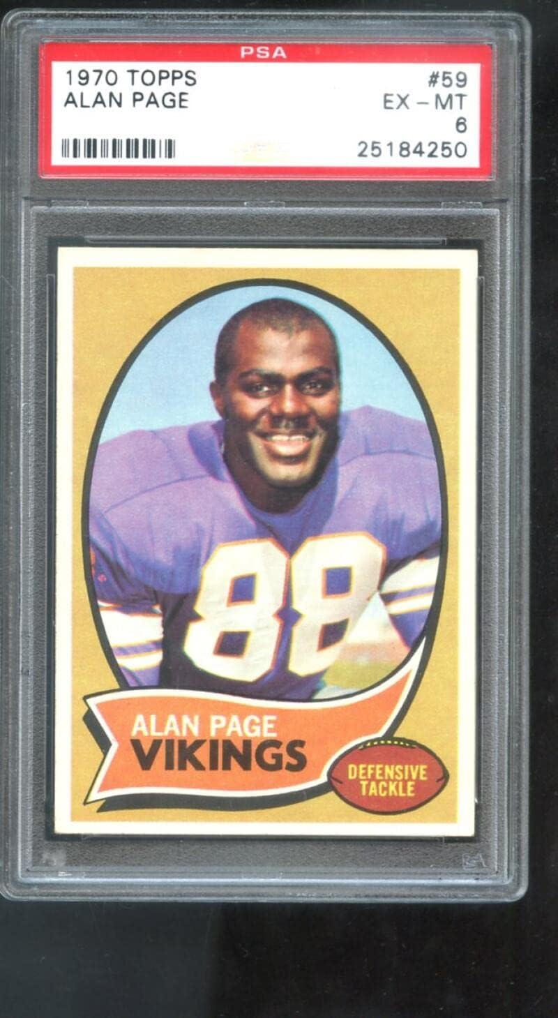 1970 Topps #59 Alan Page ROOKIE RC PSA 6 Graded Football Card Minnesota Vikings