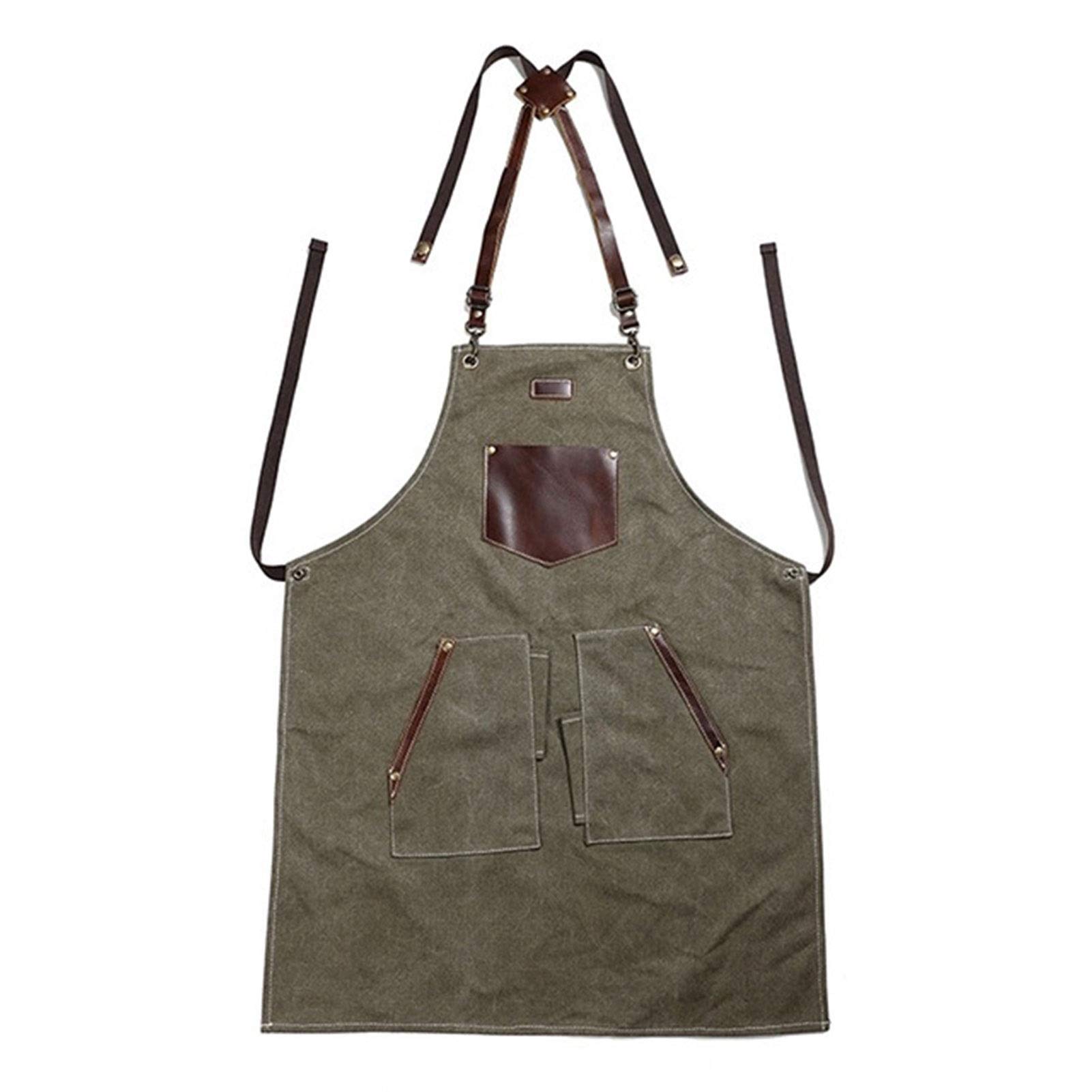 Arbeitsschürze Werkzeugschürze for Herren, Arbeitsschürze, Werkstattschürze for Holzarbeiten, gewachste, robuste Werkzeugschürze for Herren mit Taschen