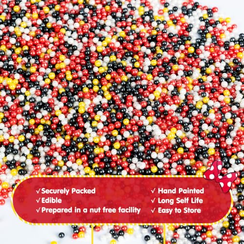 Image of Edible Nonpareil Sprinkles,Black Red Yellow White Sprinkle Cake Decorating