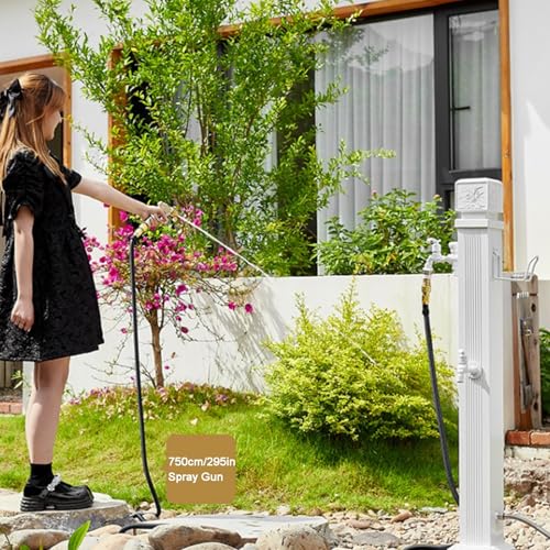 Columna de agua de jardín retro de 112 cm con grifo de latón y soporte 7
