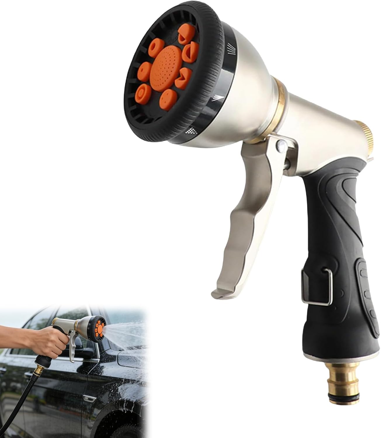 Spray Nozzles for Garden Hose, Hose Nozzle Sprayer, 9 Adjustable Watering Patterns, High Pressure Handheld Tool, for Patio, Lawn, Yard, Plants, Outdoor Home, House, Car Washing (2PCS)