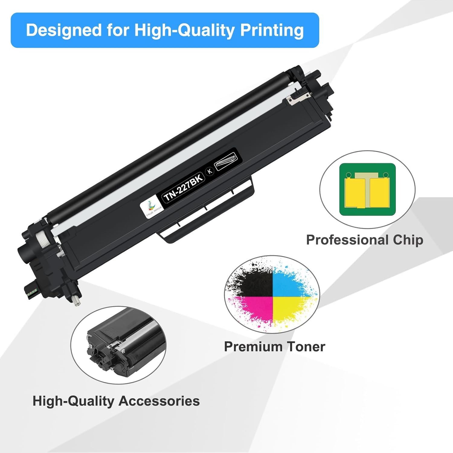 TN227 TN-227BK/C/M/Y High Yield Toner Cartridge 4 Pack: TN-223BK/C/M/Y Compatible for Brother TN223 TN-227 TN 227BK/C/M/Y 227 for HL-L3290CDW HL-L3270CDW MFC-L3770CDW HL-L3210CW MFC-L3750CDW Printer