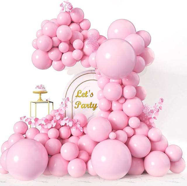 Pink Balloons 4 Different Size Balloon Arch 100pcs Pink Party Balloons for Party Decoration,Birthday Party Supplies,Wedding Decorations,Baby Shower or Arch Garland Decoration