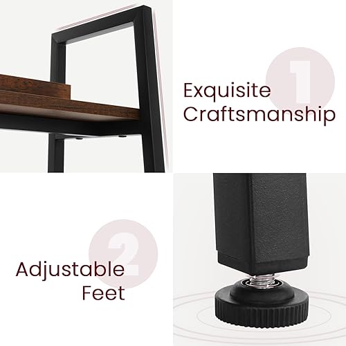 Miniatura 8 de BATHWA Estantería para libros, 5 niveles, estilo rústico, industrial, abierto, estante de escalera Morden para sala de estar, dormitorio, oficina en