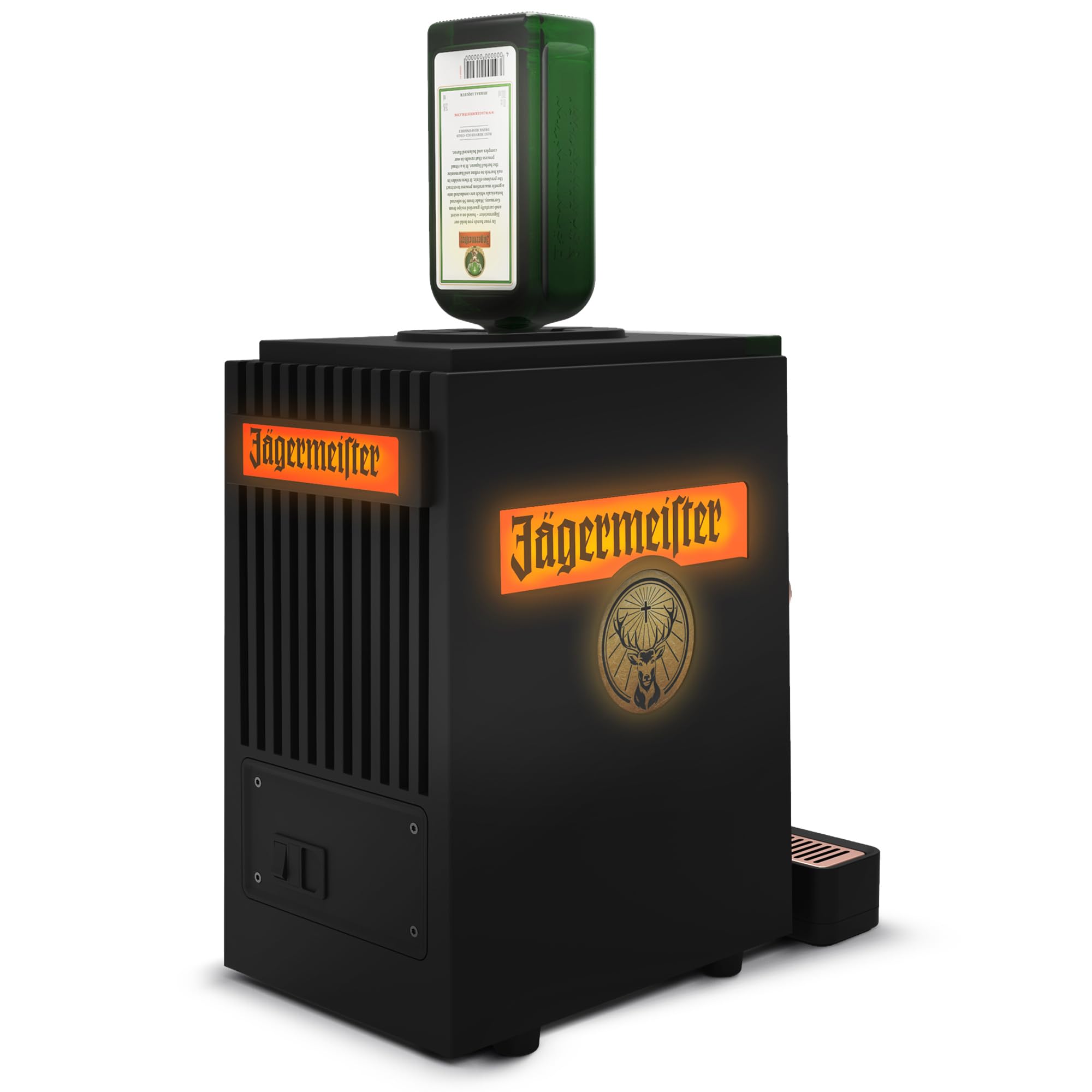 Jägermeister Shot Machine 2.0 – Kräuterlikör bei -18°C zapfen – Meisterhafte Shots servieren – Die Zapfmaschine mit Kühlung passt auf Flaschengrößen 0,35l - 0,5l - 0,7l - 1l – 22,0 x 39,5 x 40,7 cm | Die Zapfmaschine mit Kühlung passt auf Flaschengrößen 0