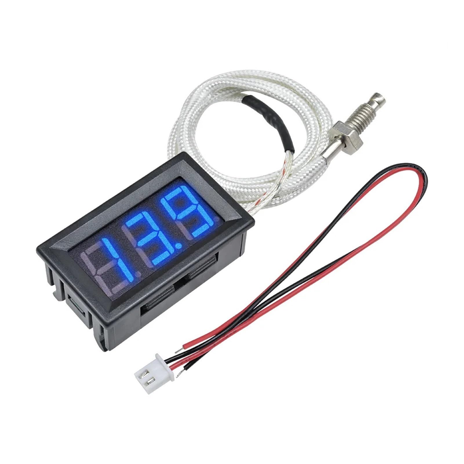XH-B310 LED Thermometer, 12V K-Type M6-30 to 800°C | K-type M6 threaded thermocouple meter. Range -30 to 800°C. LED display red/blue/green.(Green)