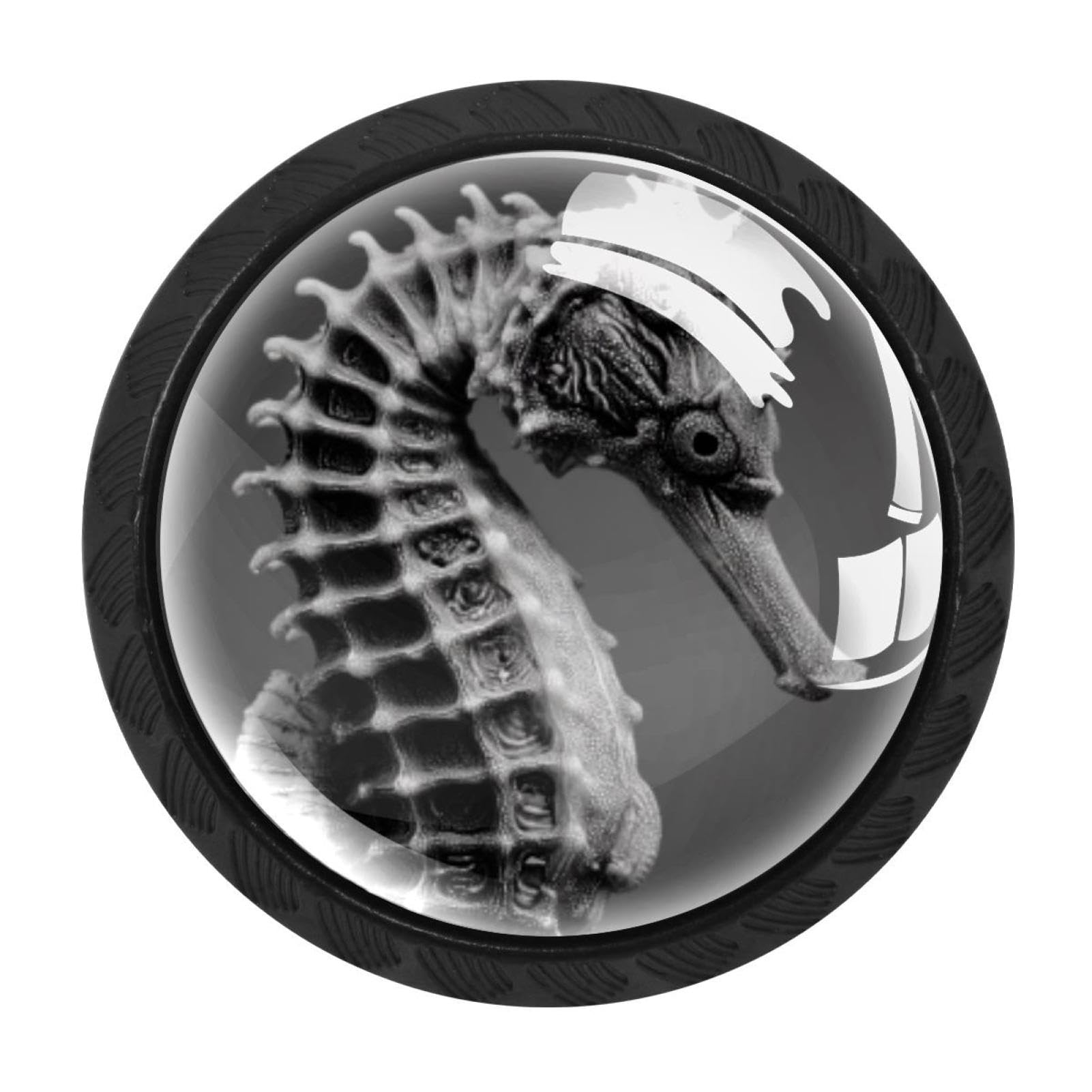 CHENZZZZ 4 Pieces Seahorse (3) Drawer Knobs, 35mm Black Cabinet Knobs, Drawer Pulls and Knobs, Dresser Drawer Knobs, Cabinet Hardware Kitchen Cabinet Knobs